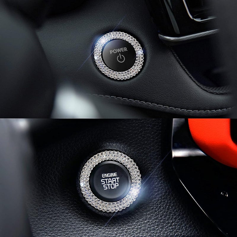 Murimt Bling Car Button Start Button Cover/Sticker for Wowen, Car Engine Start Stop Trim Ring, Shiny Crystal Rhinestone Key Ignition and Knob Ring (Diamond White)… - Image 5